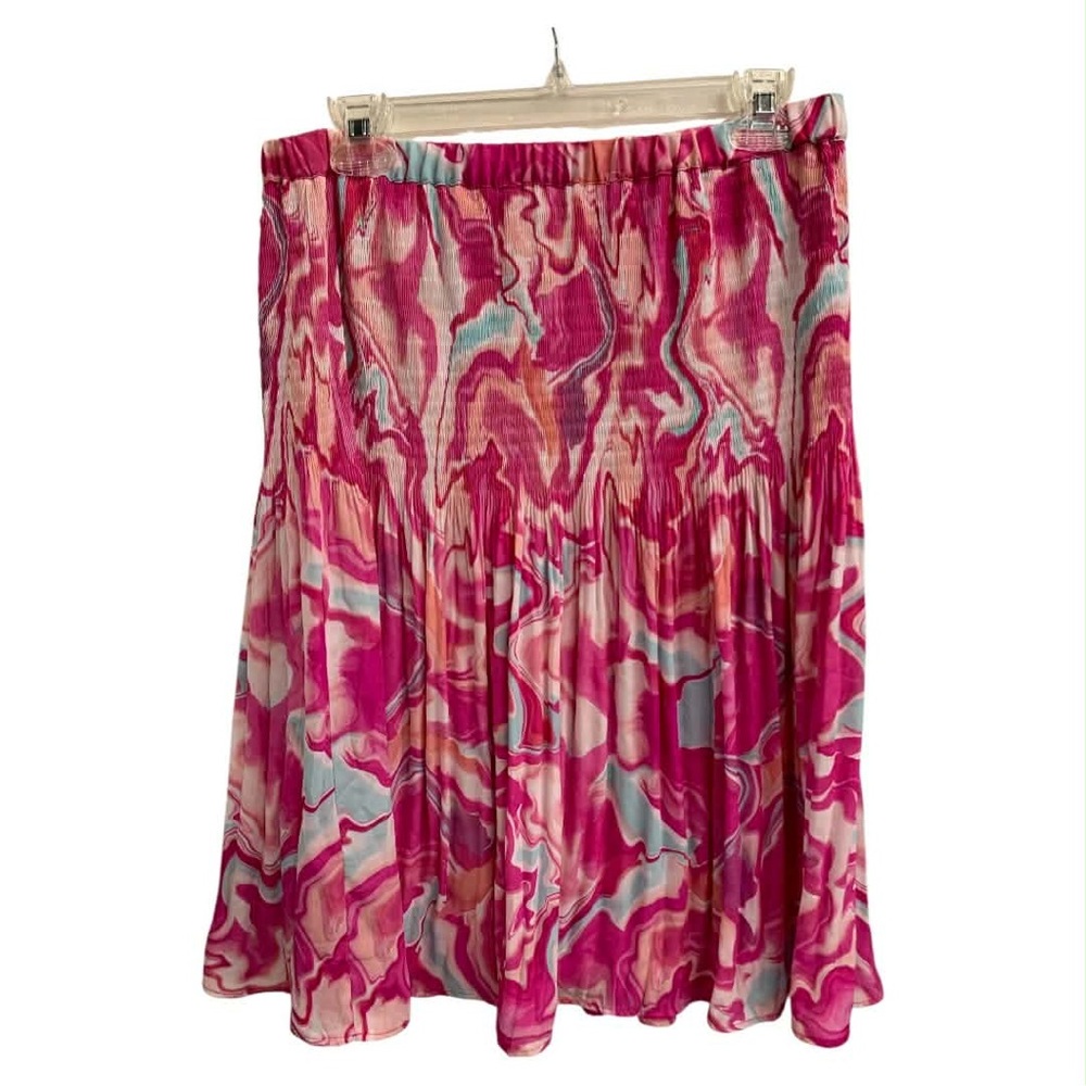 Sunny Leigh Vibrant Pink and White A-Line Skirt Size M
